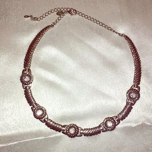 Cute silver coated crystal necklace